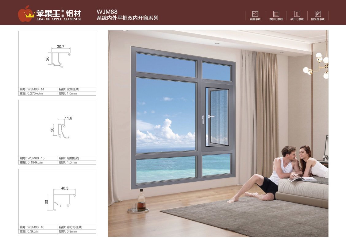 WJM88系統內外平框雙內開(kāi)窗系列